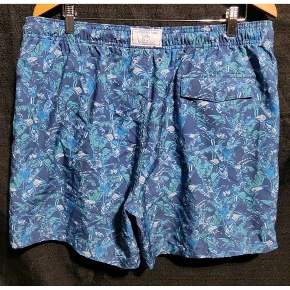 SOUTHERN TIDEMen's Banana Leaf Swim Trunk‎ Board Shorts Blue Tropical Sz XL NEW